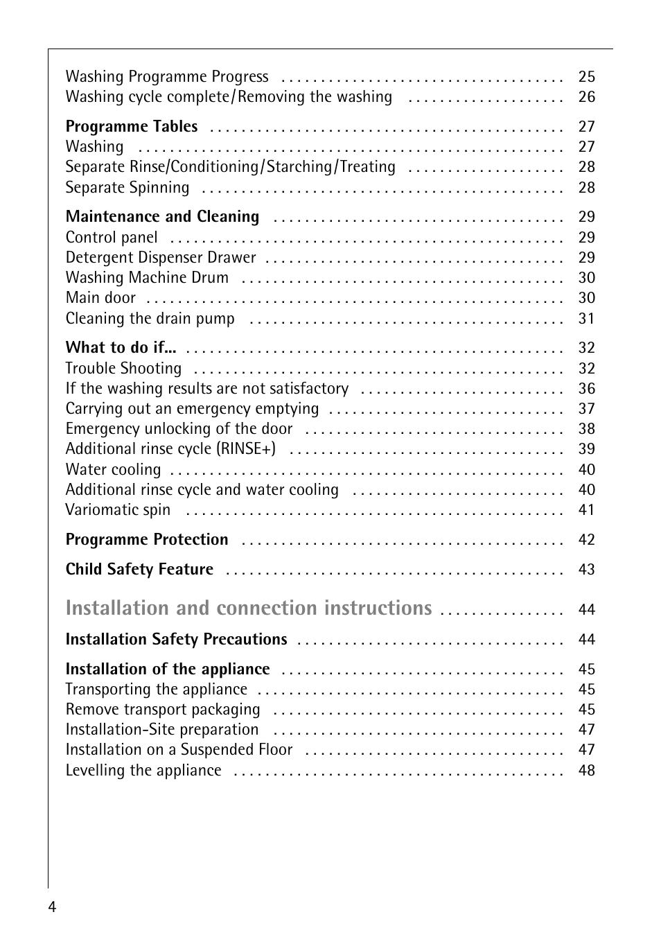 Installation and connection instructions | AEG LAVAMAT 86741 User Manual | Page 4 / 60