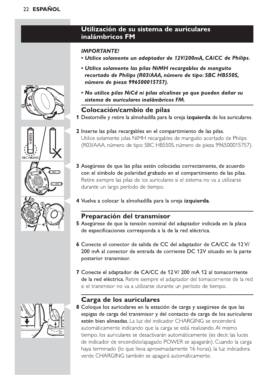 Philips Auriculares Hi-Fi inalámbricos User Manual | Page 6 / 14