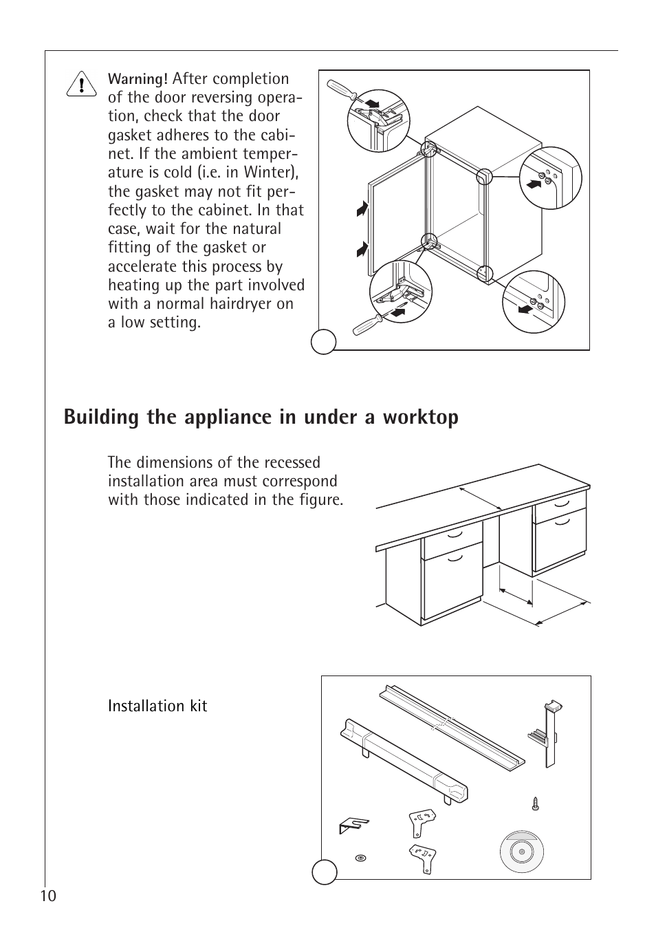 Building the appliance in under a worktop | AEG 66000I User Manual | Page 10 / 28