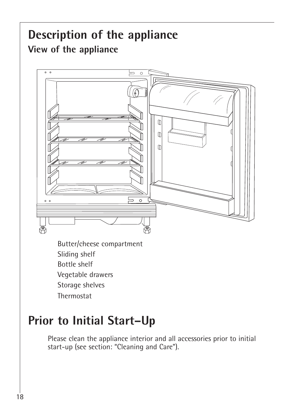 Description of the appliance, Prior to initial start–up | AEG 66000I User Manual | Page 18 / 28