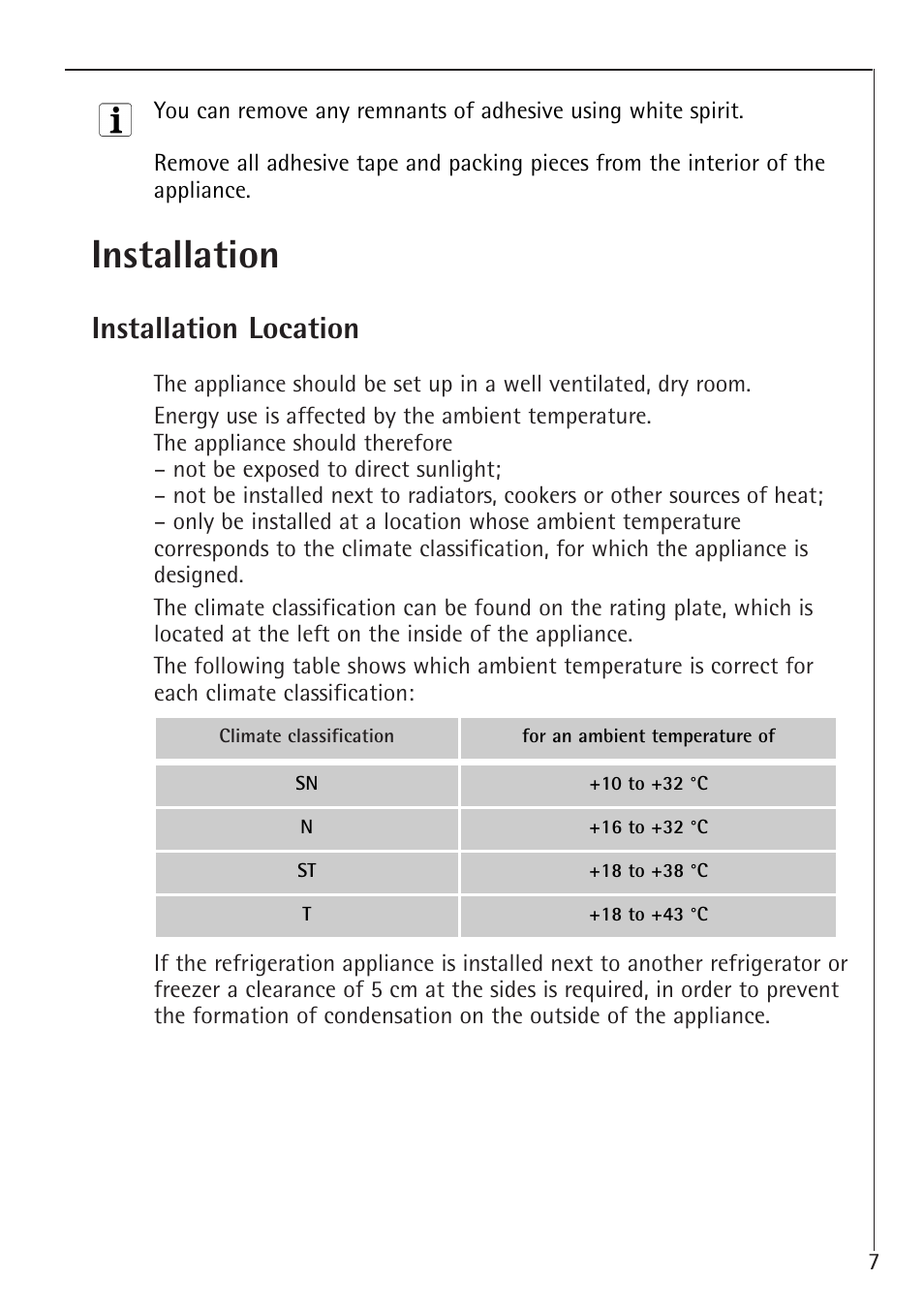 Installation, Installation location | AEG 66000I User Manual | Page 7 / 28