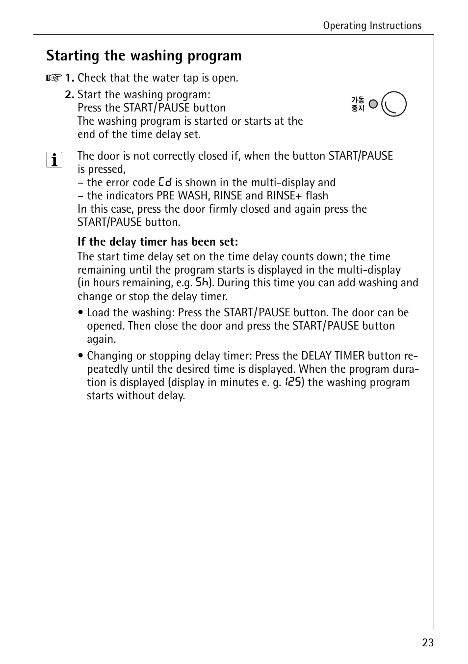 Starting the washing program | AEG KO-LAVAMAT 70630 User Manual | Page 23 / 56