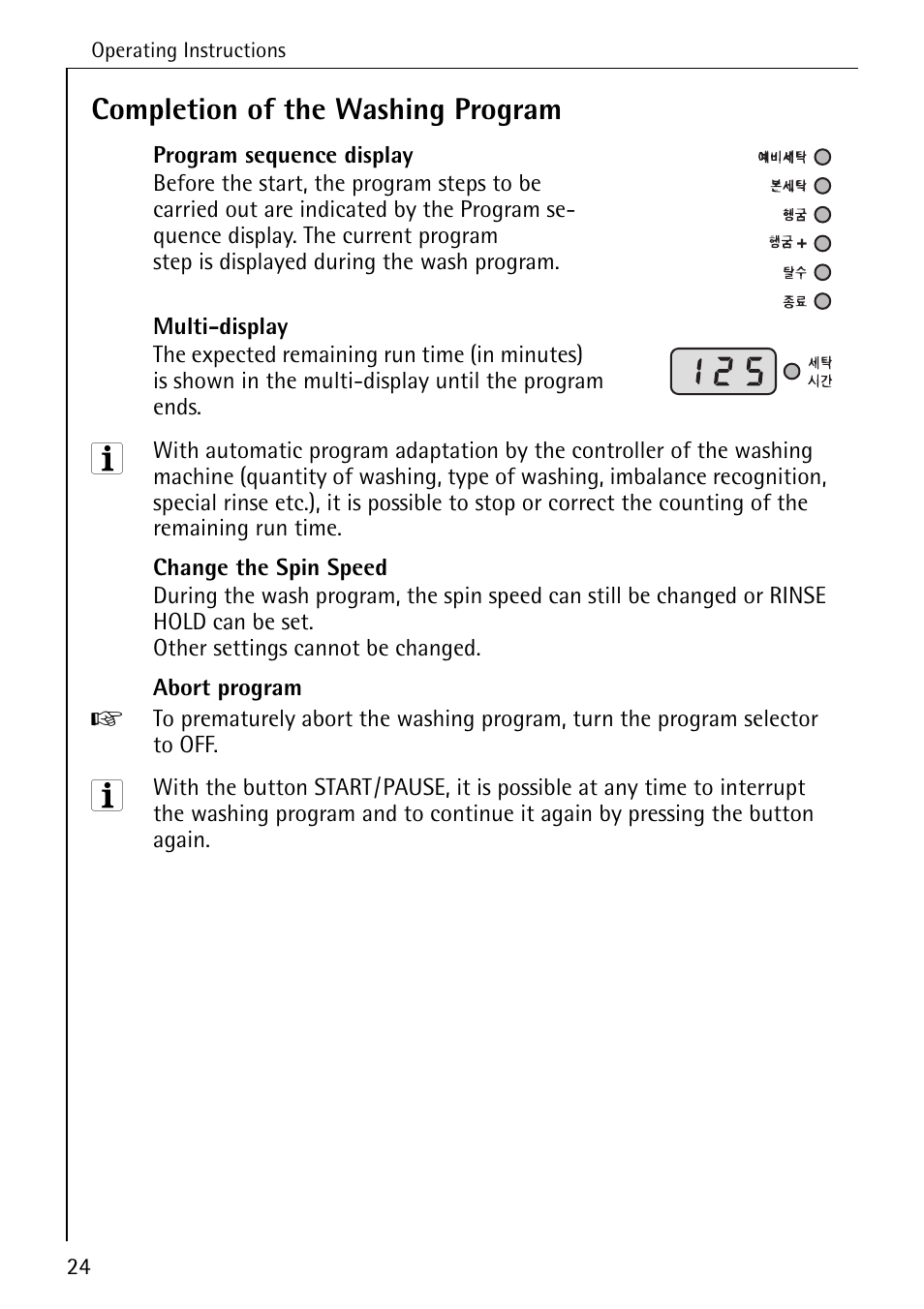 Completion of the washing program | AEG KO-LAVAMAT 70630 User Manual | Page 24 / 56