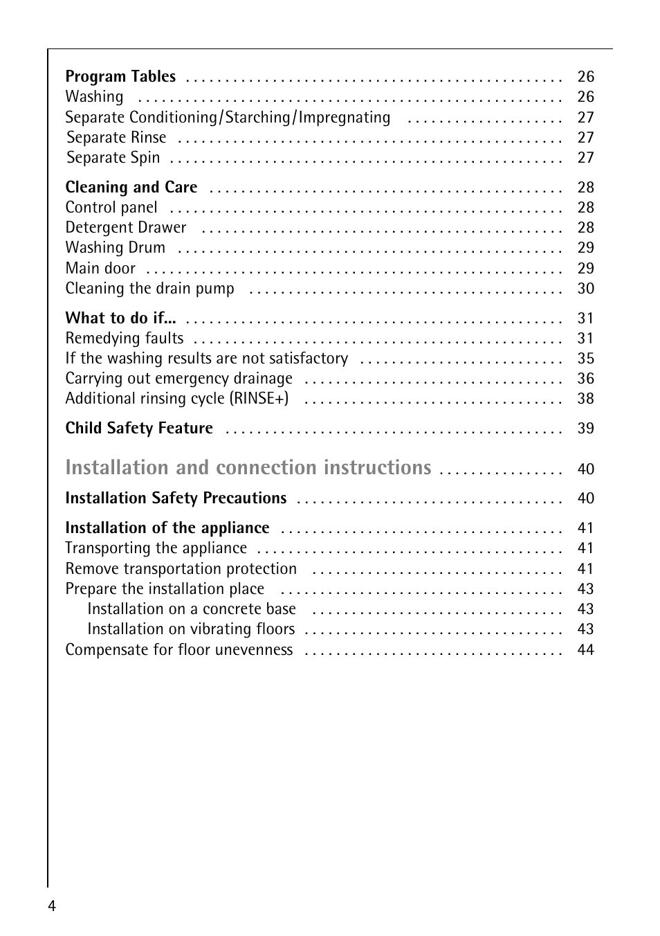 Installation and connection instructions | AEG KO-LAVAMAT 70630 User Manual | Page 4 / 56