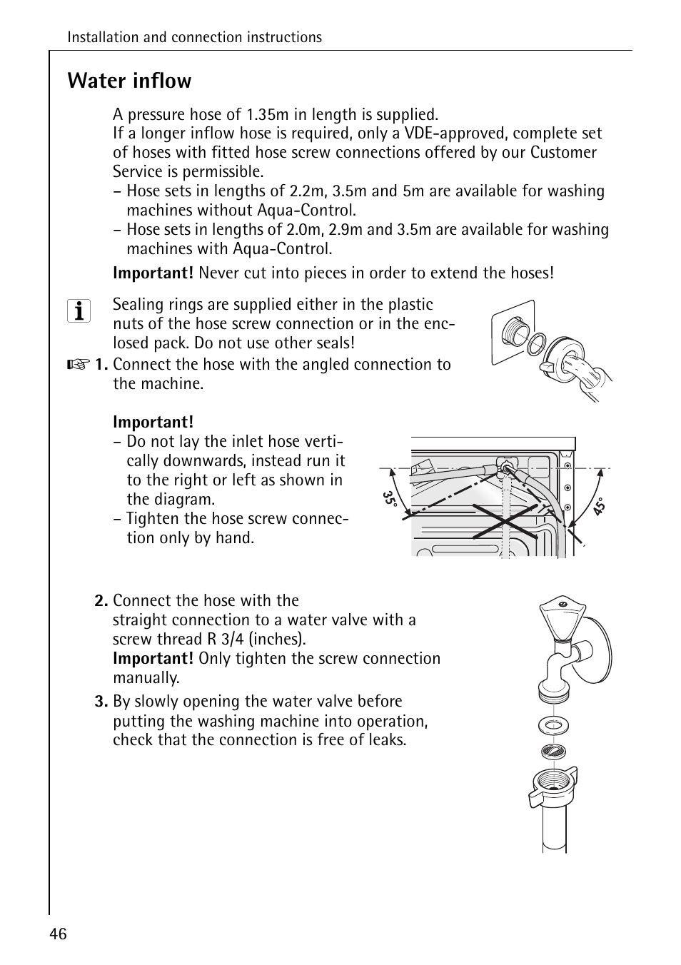 Water inflow | AEG KO-LAVAMAT 70630 User Manual | Page 46 / 56