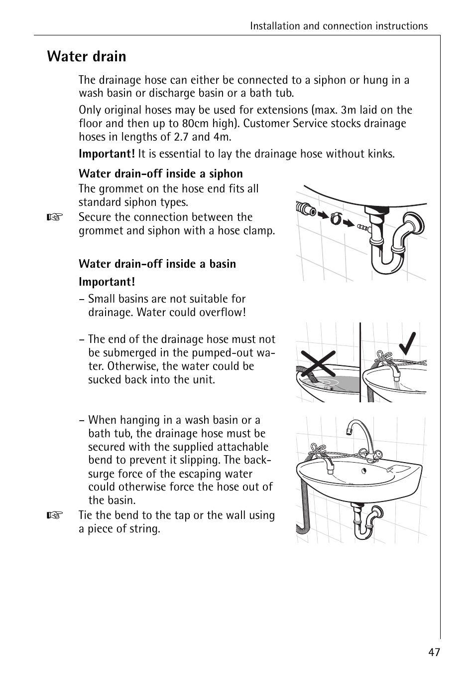 Water drain | AEG KO-LAVAMAT 70630 User Manual | Page 47 / 56