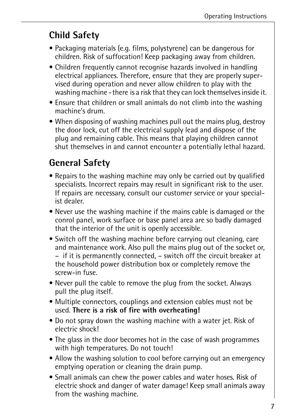 Child safety, General safety | AEG KO-LAVAMAT 70630 User Manual | Page 7 / 56