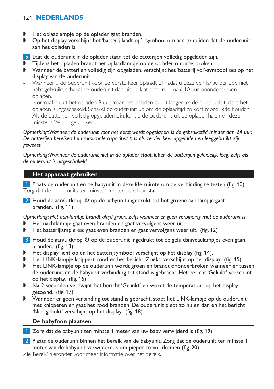 Het apparaat gebruiken, De babyfoon plaatsen | Philips AVENT Vigilabebés DECT User Manual | Page 124 / 196