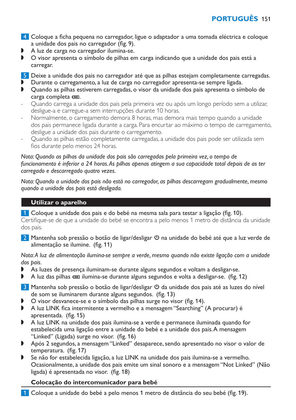 Utilizar o aparelho | Philips AVENT Vigilabebés DECT User Manual | Page 151 / 196