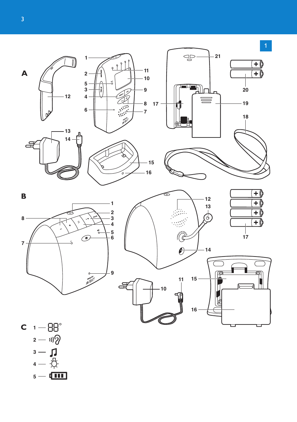 Philips AVENT Vigilabebés DECT User Manual | Page 3 / 196