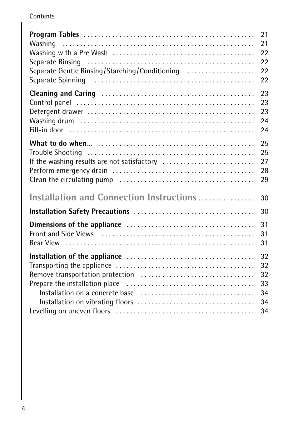 Installation and connection instructions | AEG LAVAMAT W 1020 User Manual | Page 4 / 44