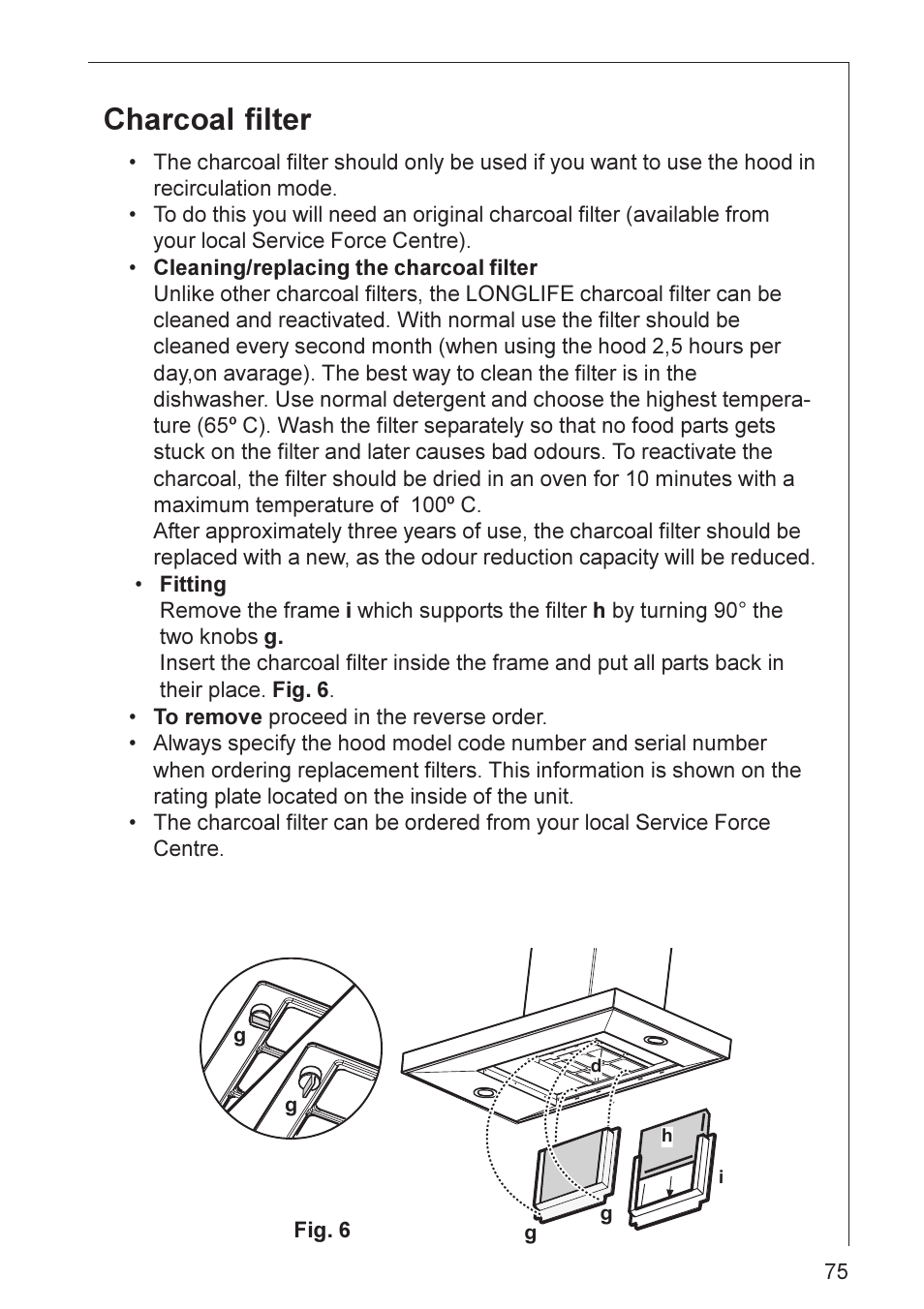 Charcoal filter | AEG DD 8695 User Manual | Page 14 / 23