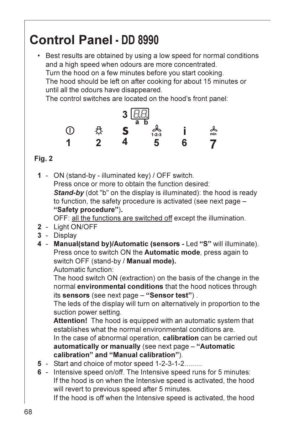 Control panel - dd 8990 | AEG DD 8695 User Manual | Page 7 / 23