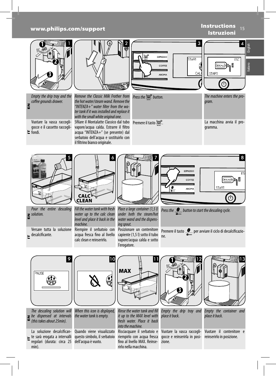 Philips Saeco Minuto Cafetera expreso súper automática User Manual | Page 15 / 96