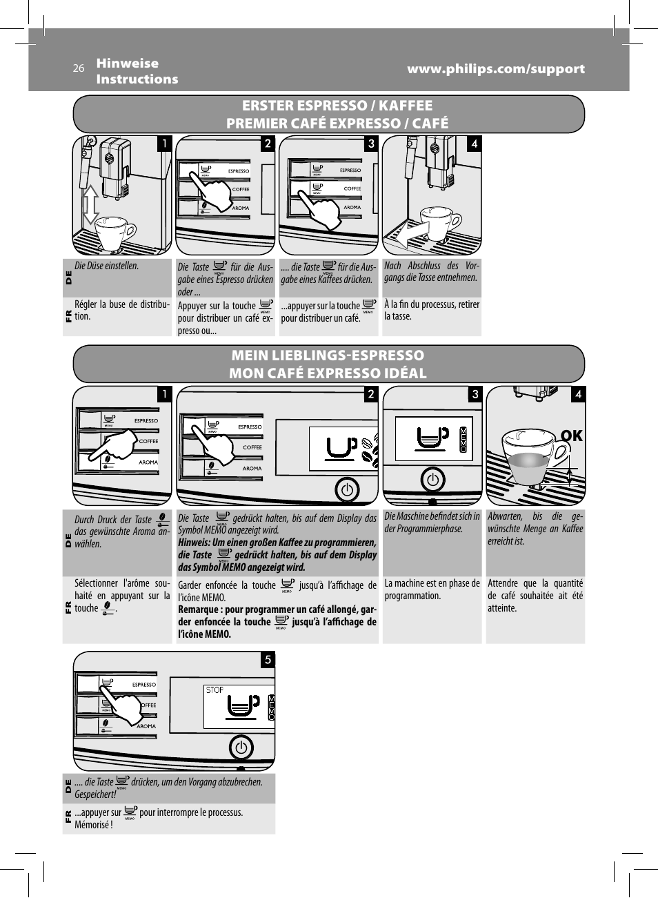 Mein lieblings-espresso mon café expresso idéal | Philips Saeco Minuto Cafetera expreso súper automática User Manual | Page 26 / 96