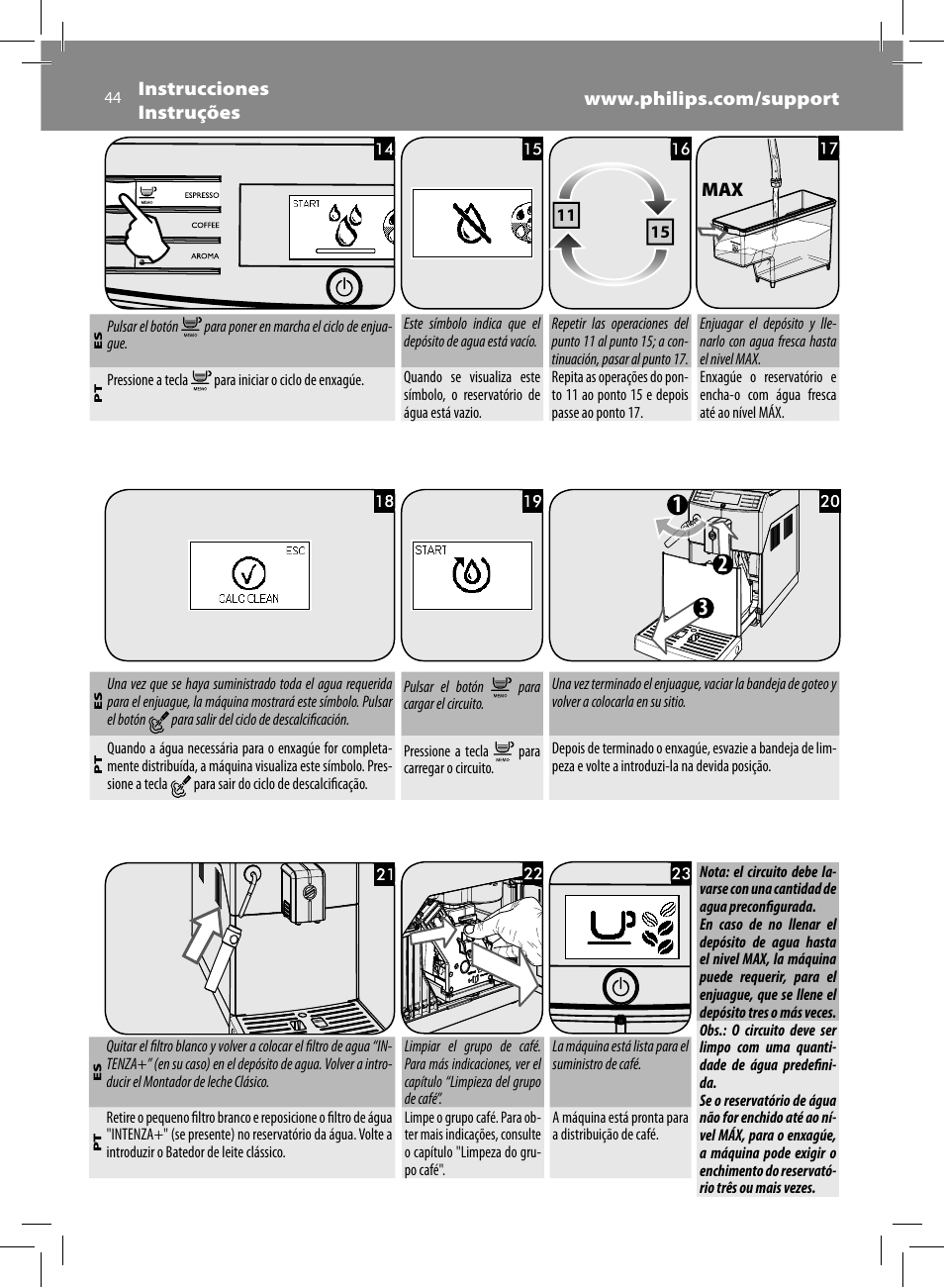 Philips Saeco Minuto Cafetera expreso súper automática User Manual | Page 44 / 96