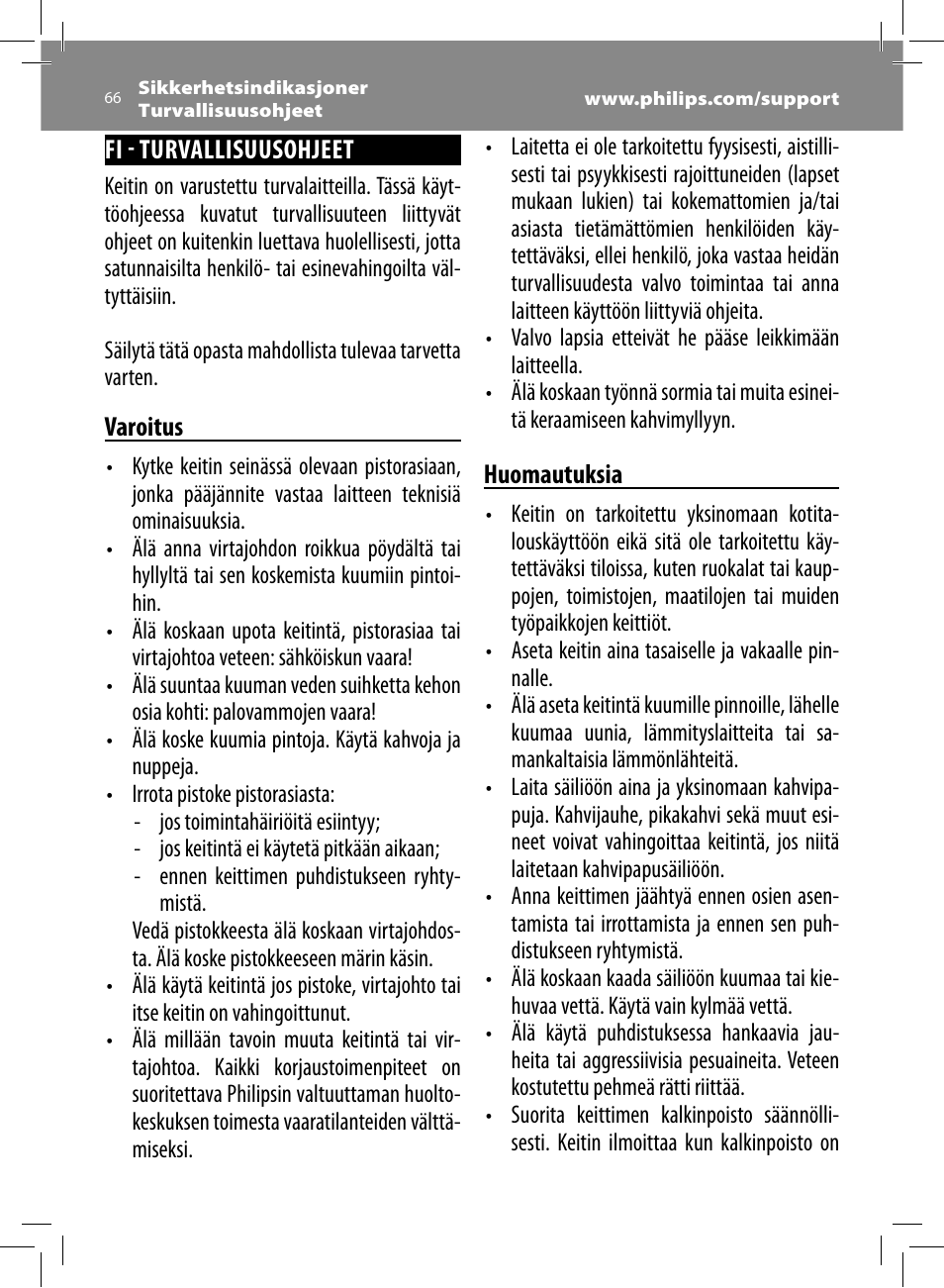 Philips Saeco Minuto Cafetera expreso súper automática User Manual | Page 66 / 96