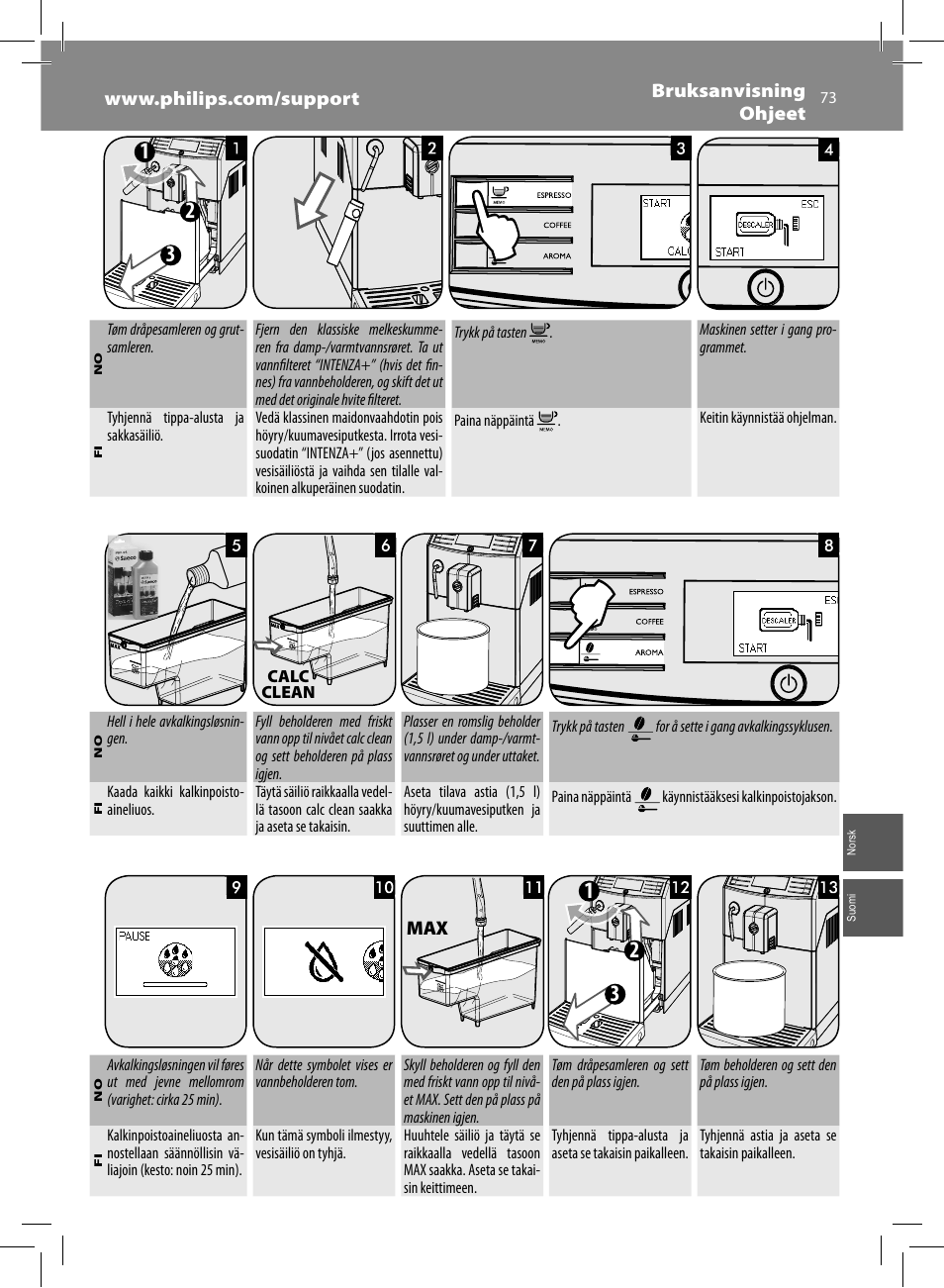 Philips Saeco Minuto Cafetera expreso súper automática User Manual | Page 73 / 96