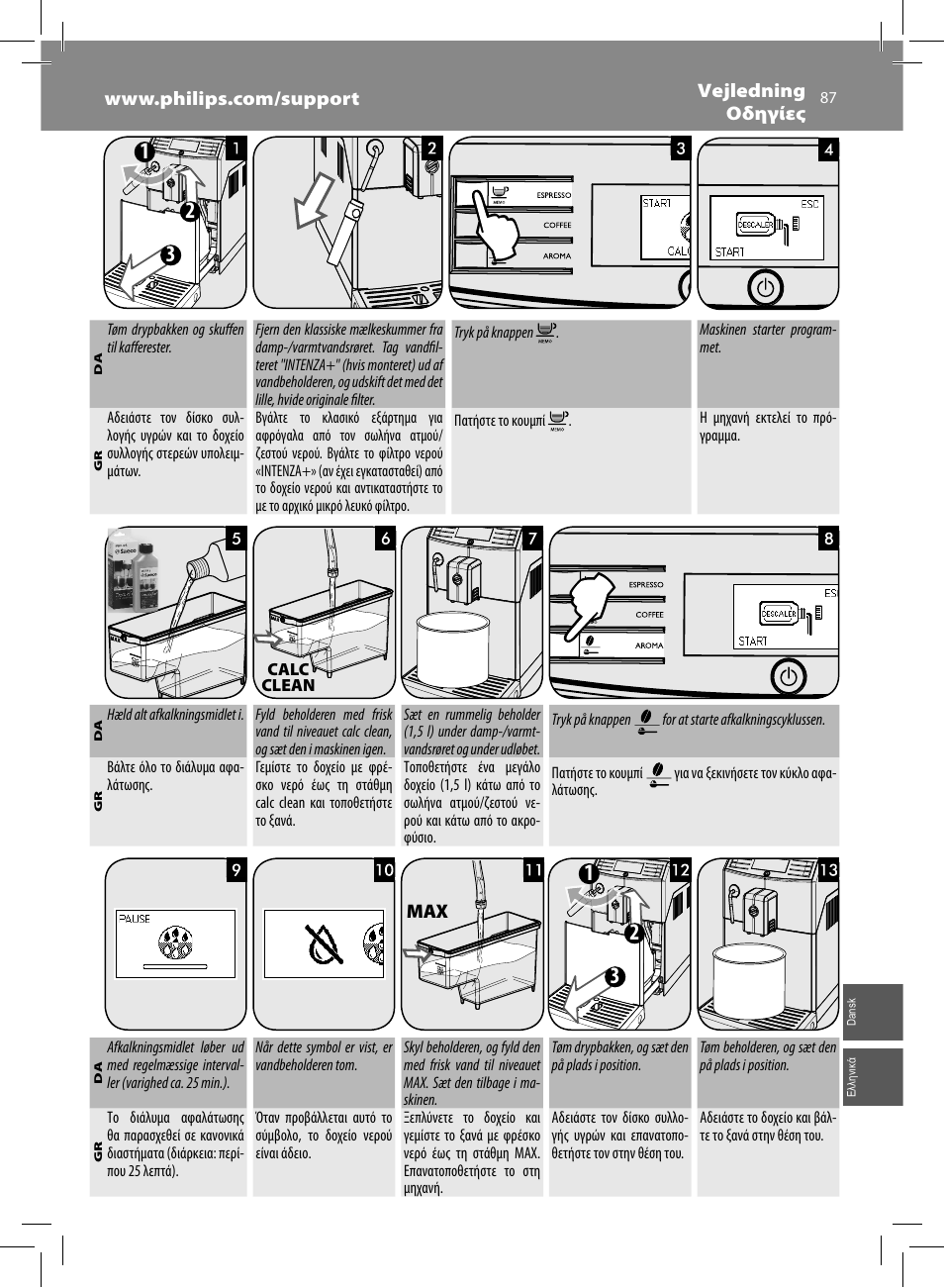 Philips Saeco Minuto Cafetera expreso súper automática User Manual | Page 87 / 96