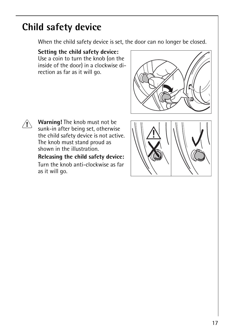 Child safety device | AEG LAVAMAT 60810 User Manual | Page 17 / 40