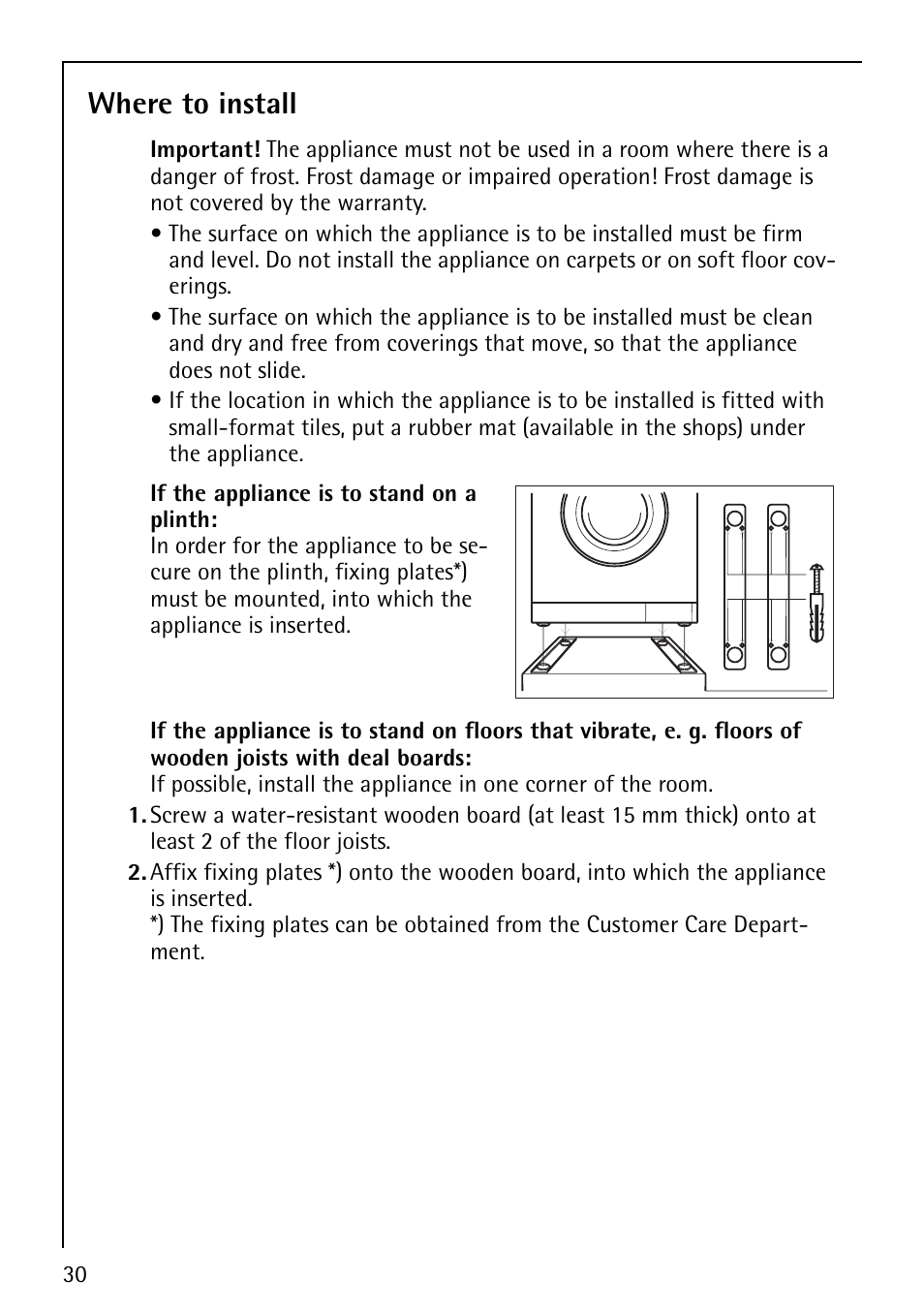 Where to install | AEG LAVAMAT 60810 User Manual | Page 30 / 40