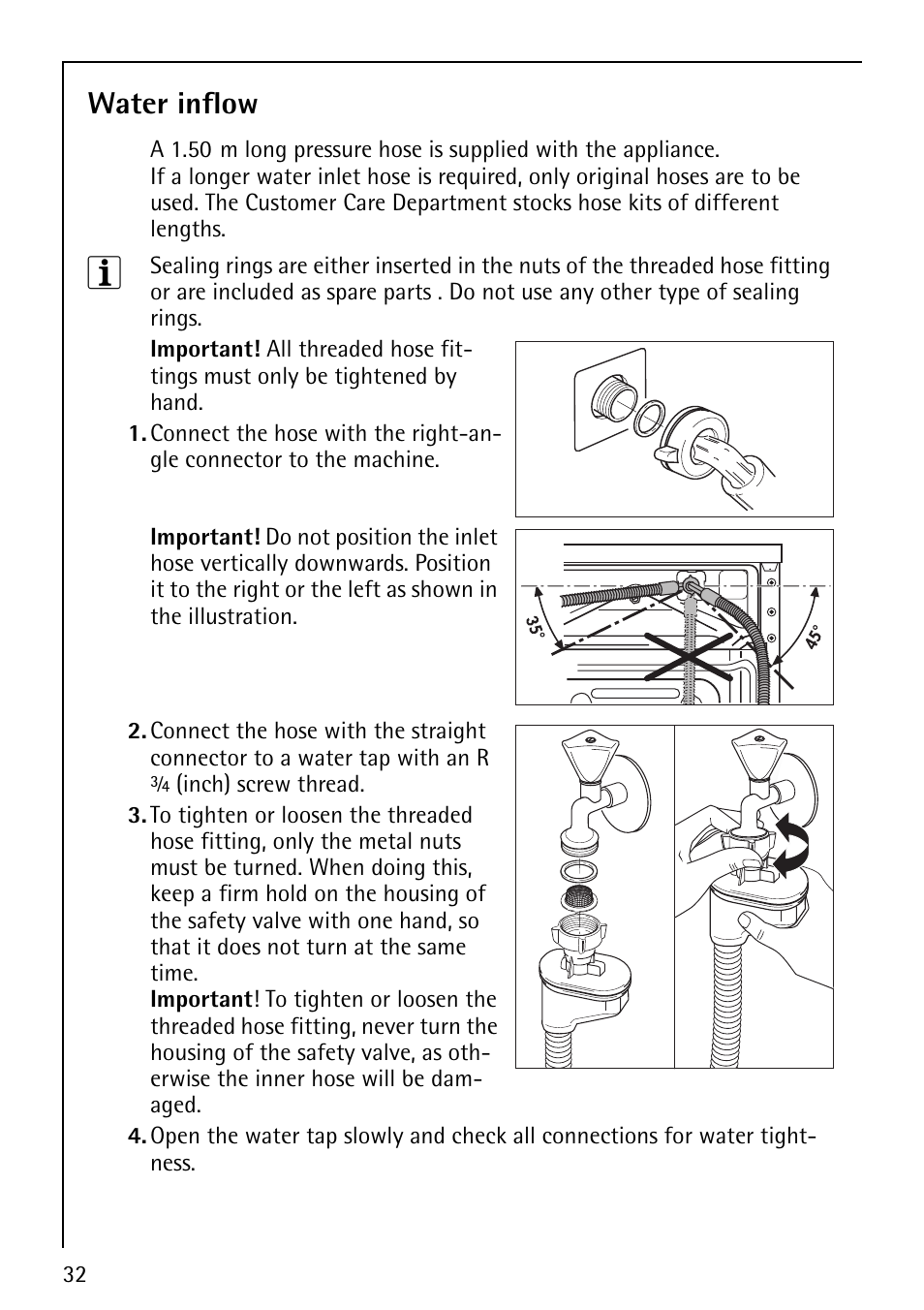 Water inflow | AEG LAVAMAT 60810 User Manual | Page 32 / 40