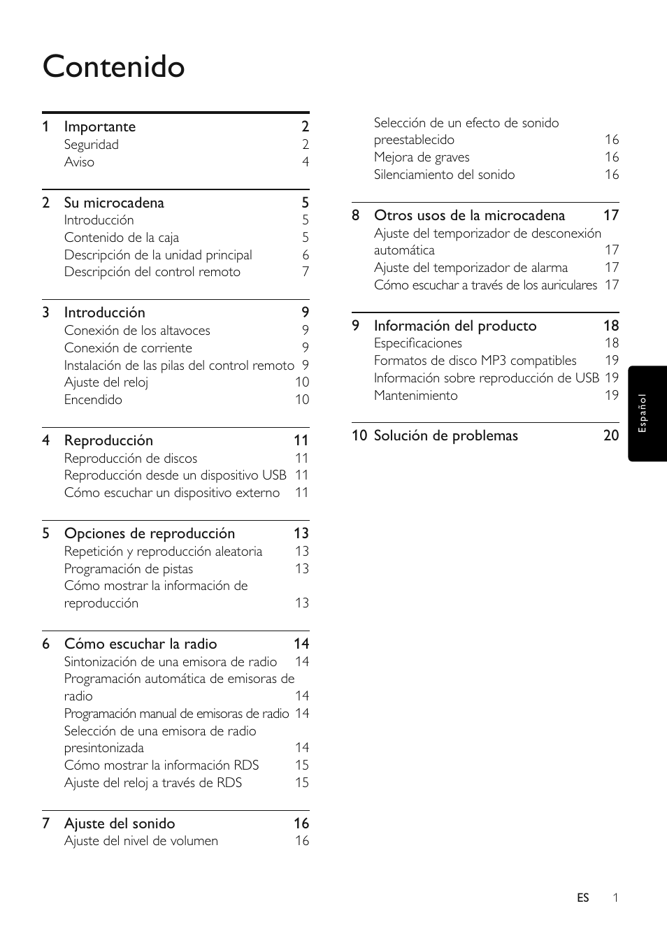Philips Microcadena clásica User Manual | Page 2 / 22