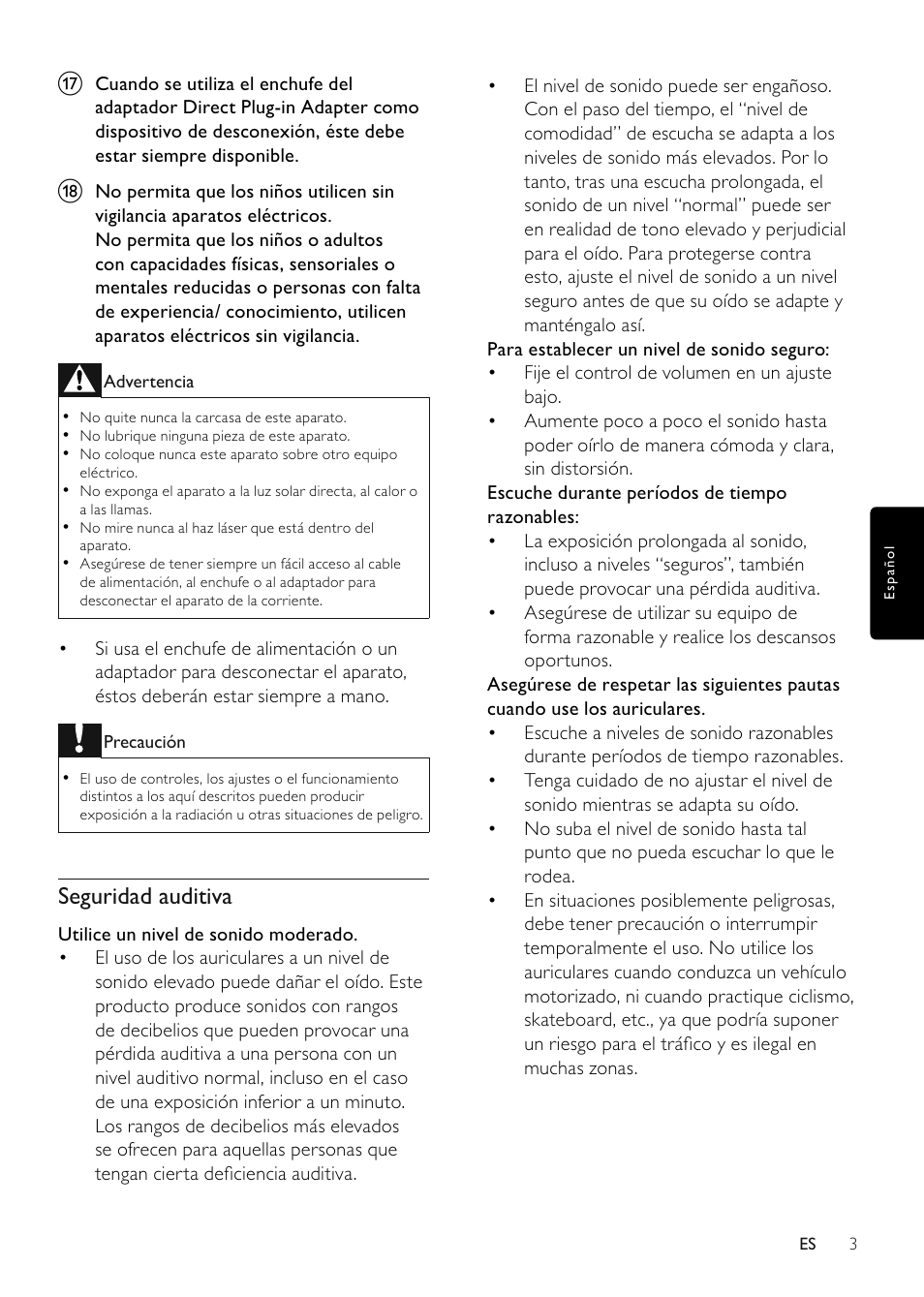 Seguridad auditiva | Philips Microcadena clásica User Manual | Page 4 / 22