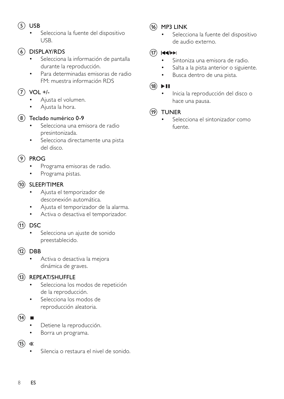Philips Microcadena clásica User Manual | Page 9 / 22