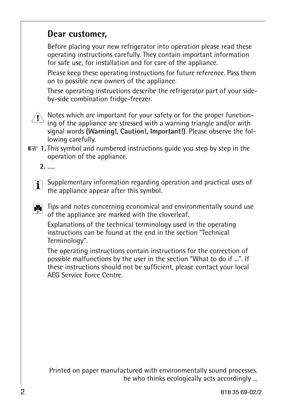 Dear customer | AEG SANTO 72358 KA3 User Manual | Page 2 / 64