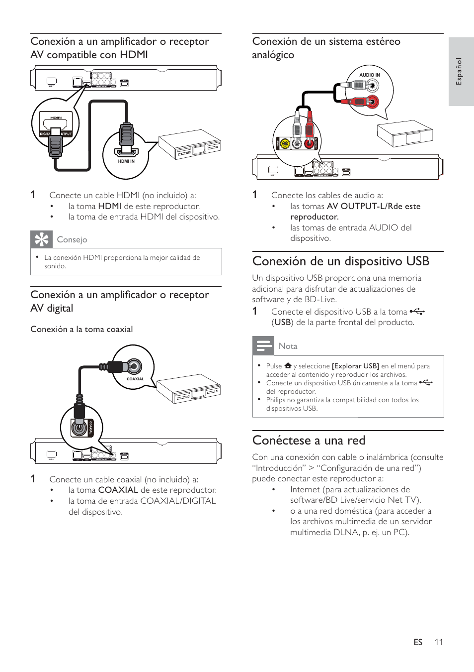 Philips 5000 series Reproductor de Blu-ray Disc User Manual | Page 11 / 55