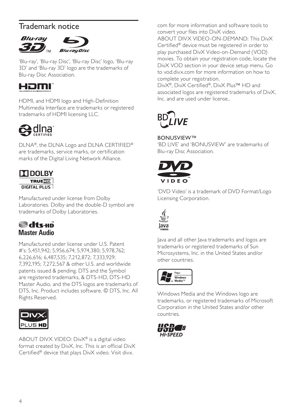 Philips 5000 series Reproductor de Blu-ray Disc User Manual | Page 4 / 55