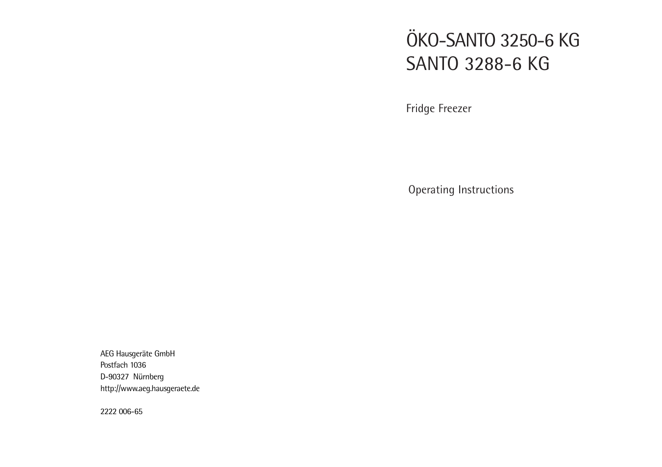 AEG SANTO 3288-6 KG User Manual | 12 pages