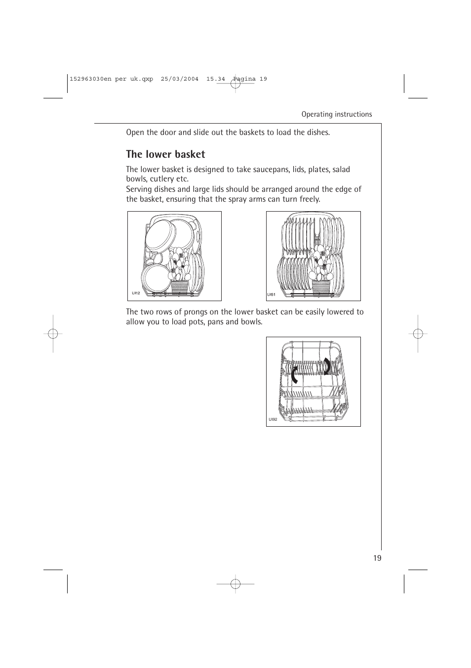The lower basket | AEG FAVORIT 84470 VI User Manual | Page 19 / 48