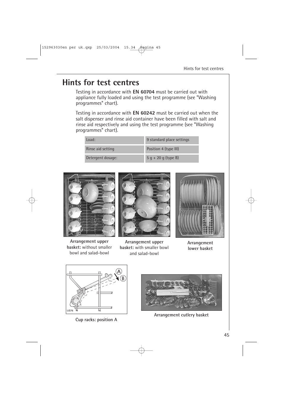 Hints for test centres | AEG FAVORIT 84470 VI User Manual | Page 45 / 48