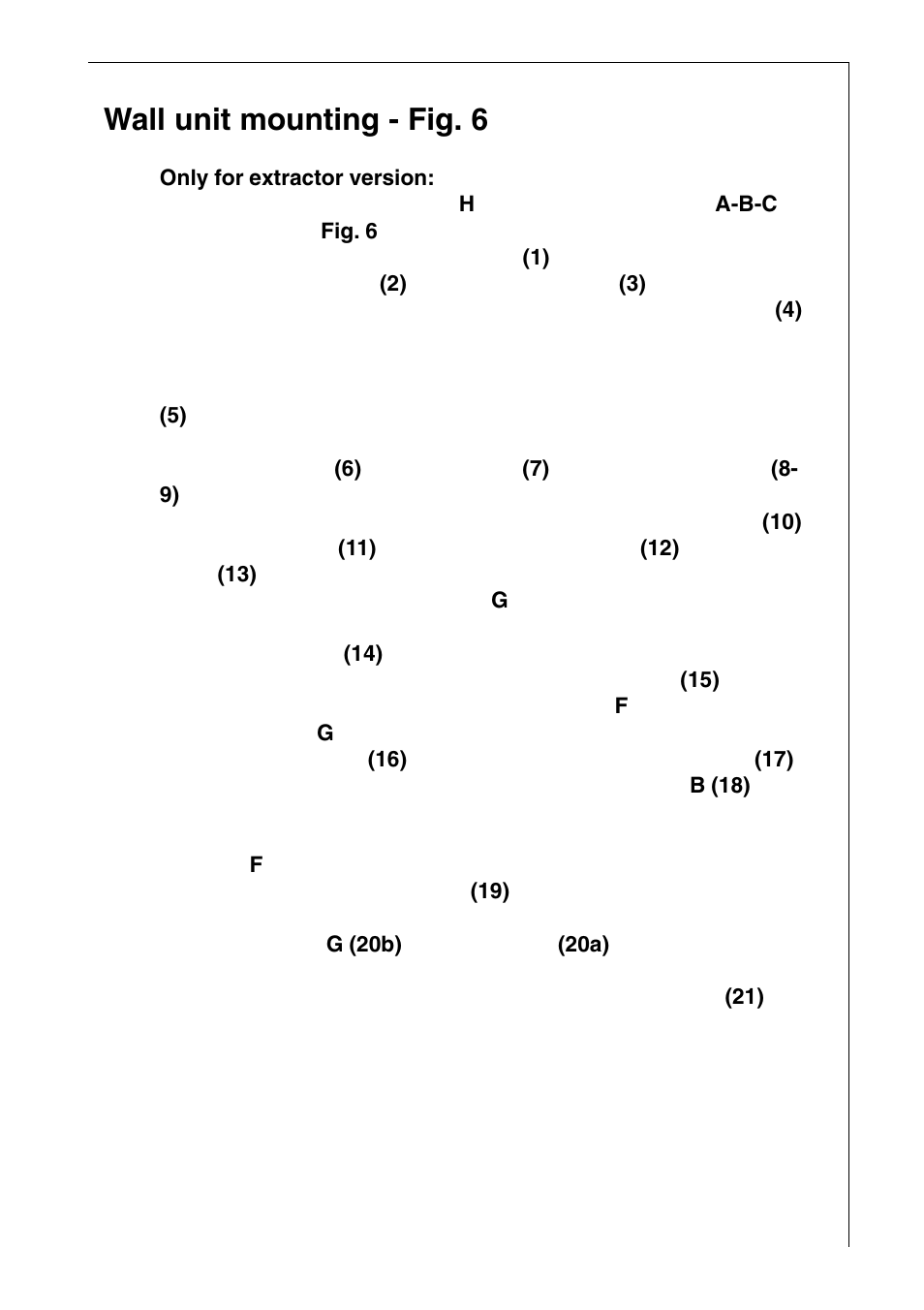 Wall unit mounting - fig. 6 | AEG 2490 D User Manual | Page 15 / 18