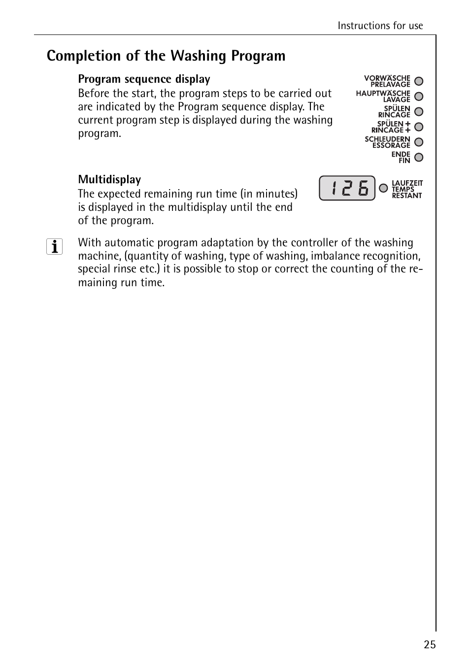 Completion of the washing program | AEG KO-LAVAMAT 74740 User Manual | Page 25 / 56