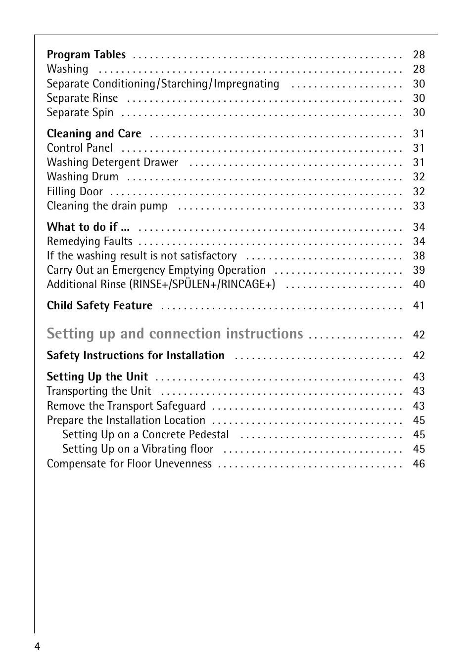 Setting up and connection instructions | AEG KO-LAVAMAT 74740 User Manual | Page 4 / 56