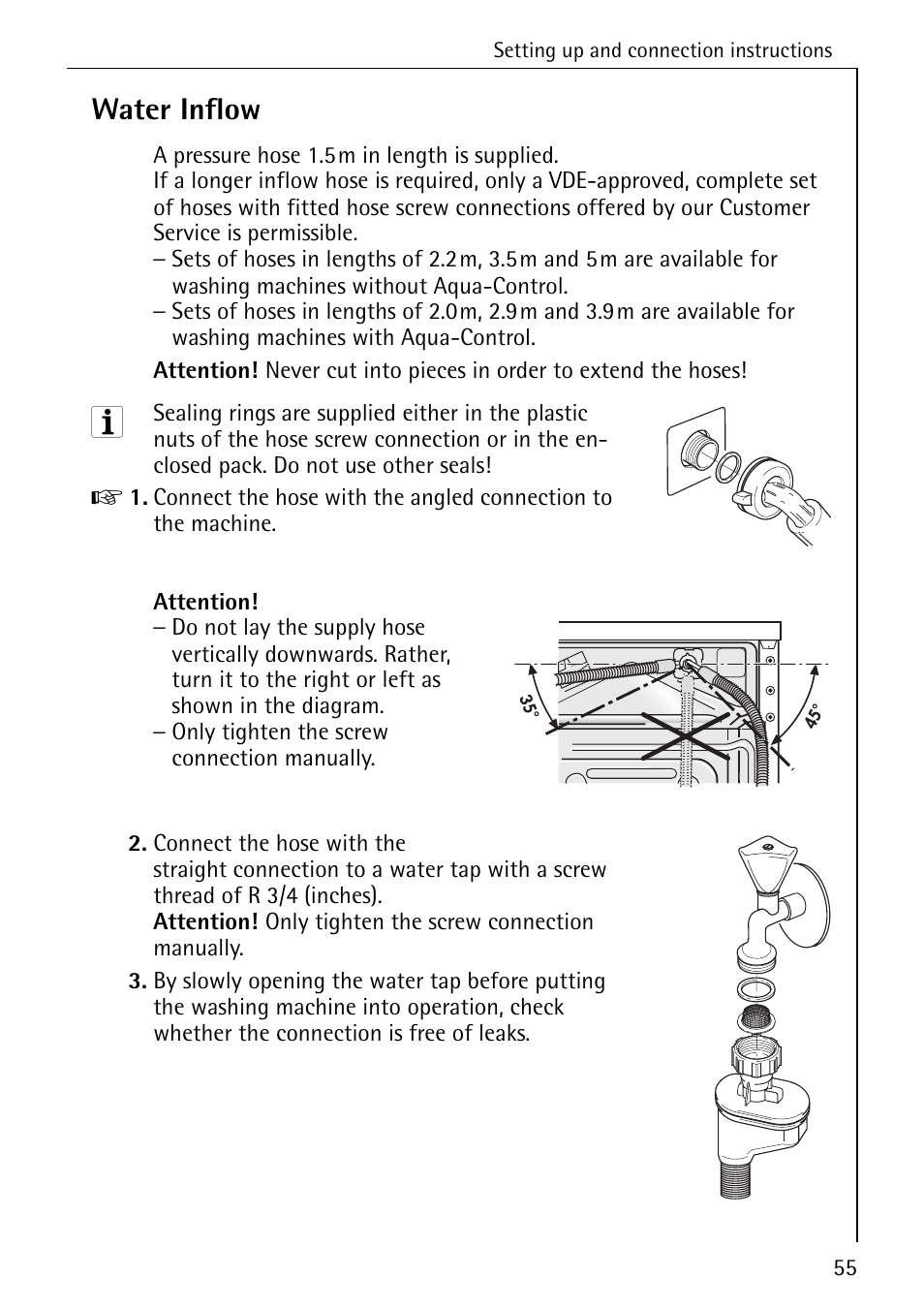 Water inflow | AEG OKO-LAVAMAT 84760 User Manual | Page 55 / 64