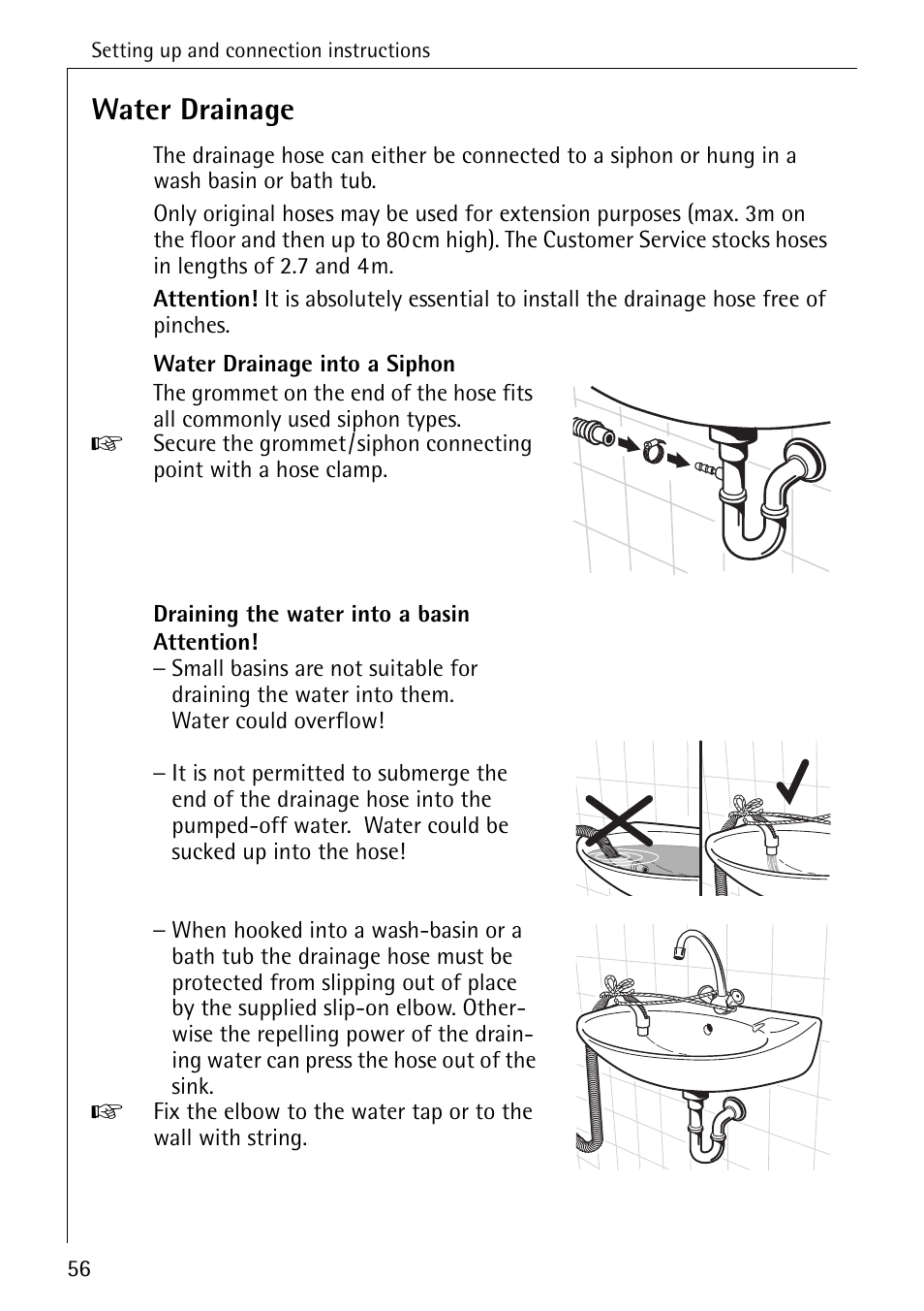 Water drainage | AEG OKO-LAVAMAT 84760 User Manual | Page 56 / 64