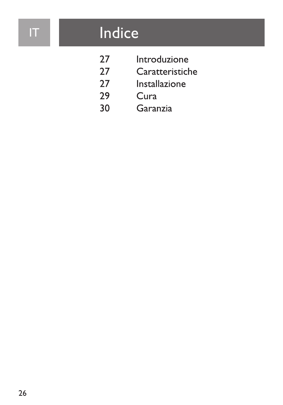 Indice | Philips Funda de transporte User Manual | Page 26 / 70