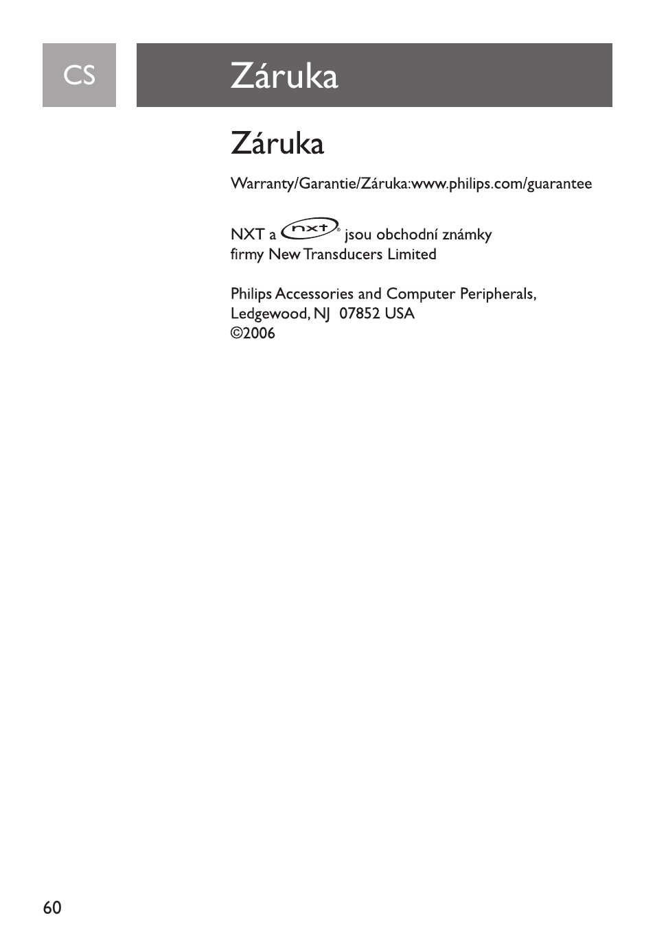 Zaruka | Philips Funda de transporte User Manual | Page 60 / 70