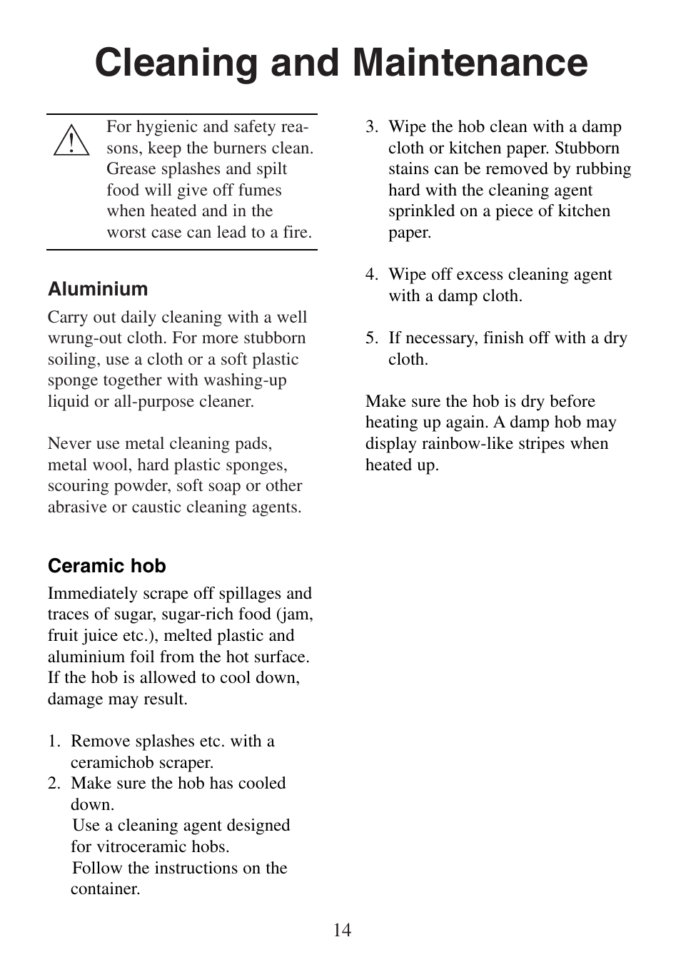 Cleaning and maintenance | AEG FM 6300G-AN User Manual | Page 14 / 32