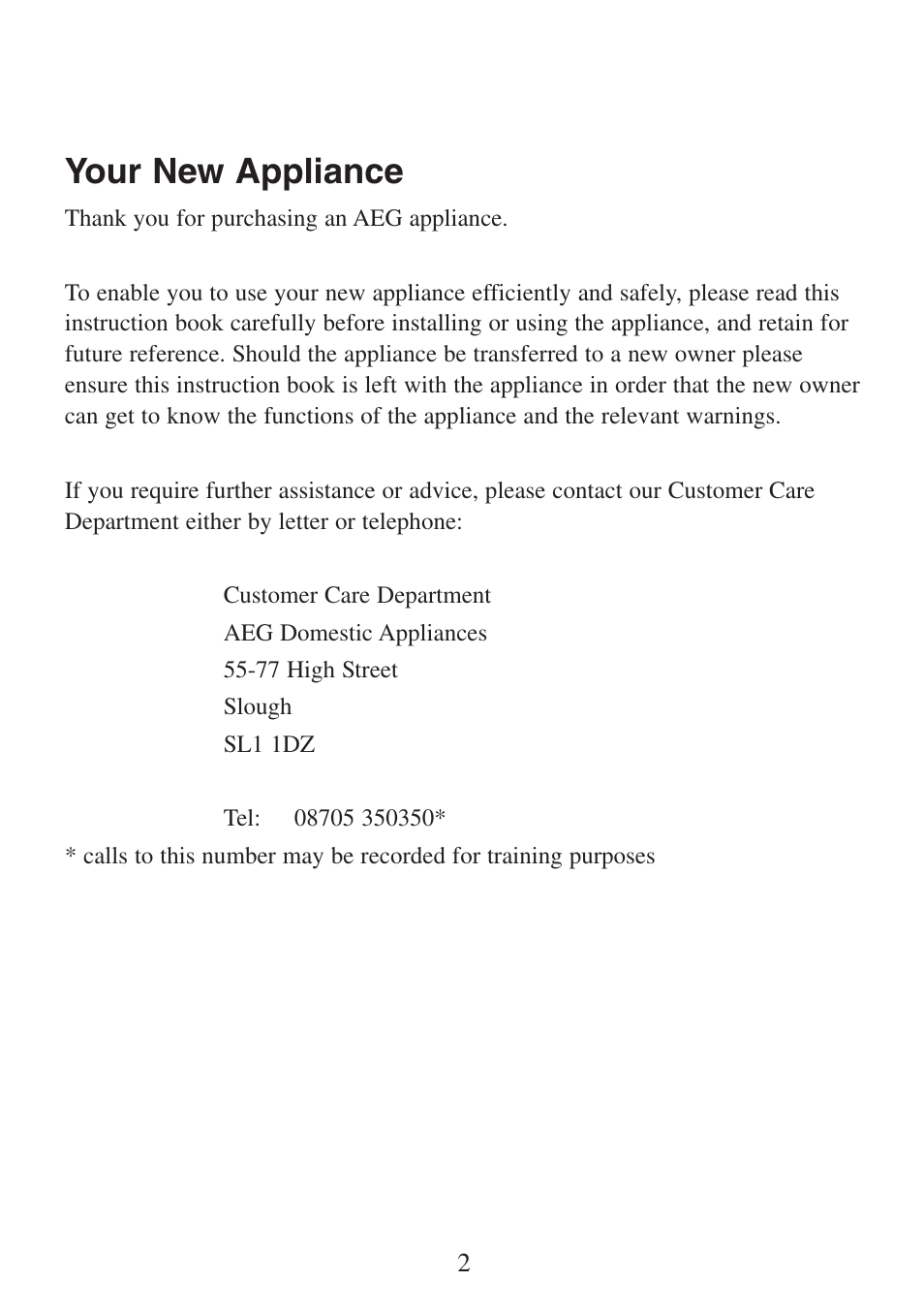 Your new appliance | AEG FM 6300G-AN User Manual | Page 2 / 32