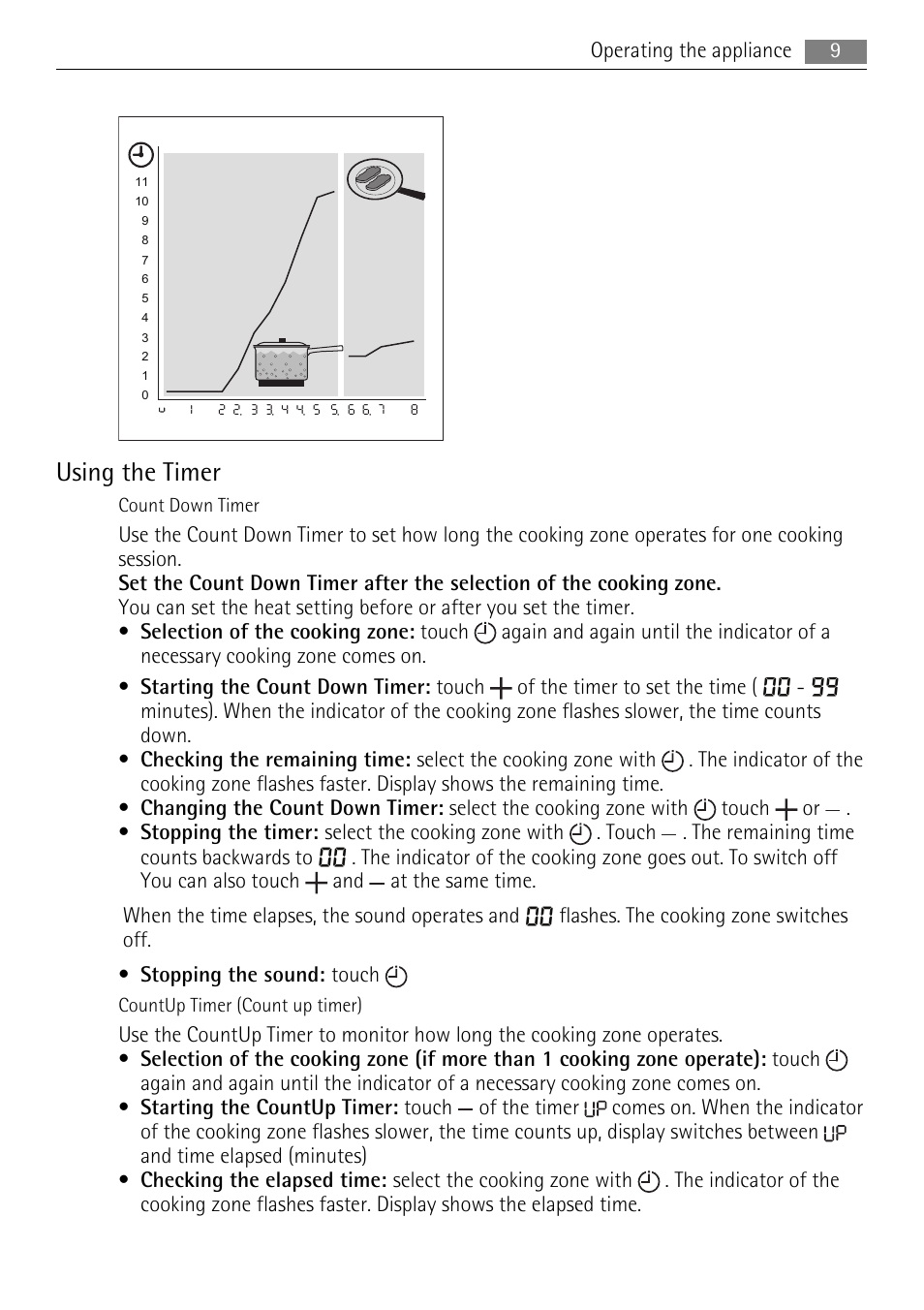 Using the timer | AEG HM834080F-B User Manual | Page 9 / 16