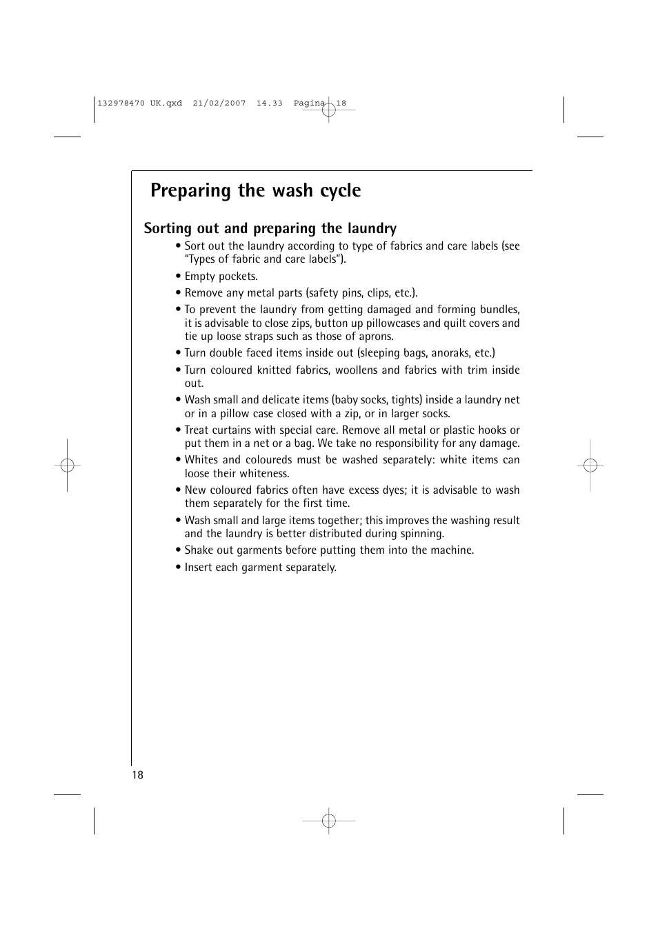Preparing the wash cycle, Sorting out and preparing the laundry | AEG Lavamat 74900 User Manual | Page 18 / 48