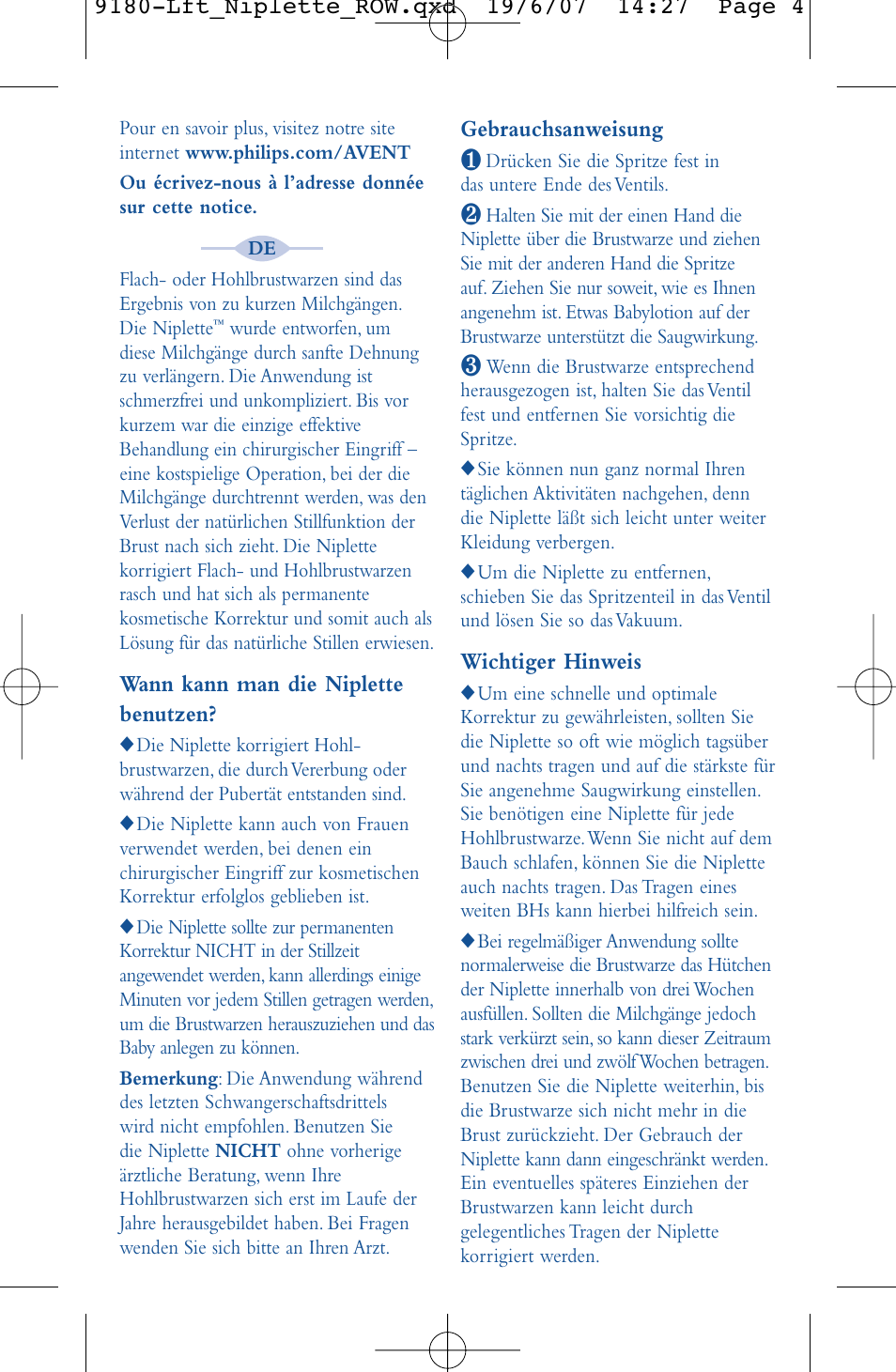 Philips AVENT Niplette User Manual | Page 10 / 14