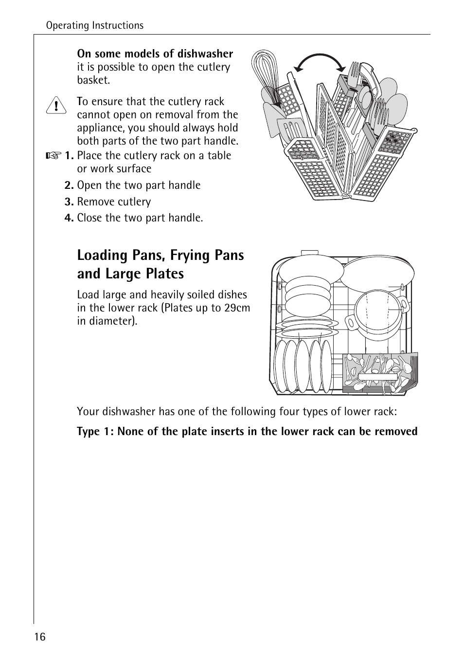 Loading pans, frying pans and large plates | AEG FAVORIT 33060 I User Manual | Page 16 / 40