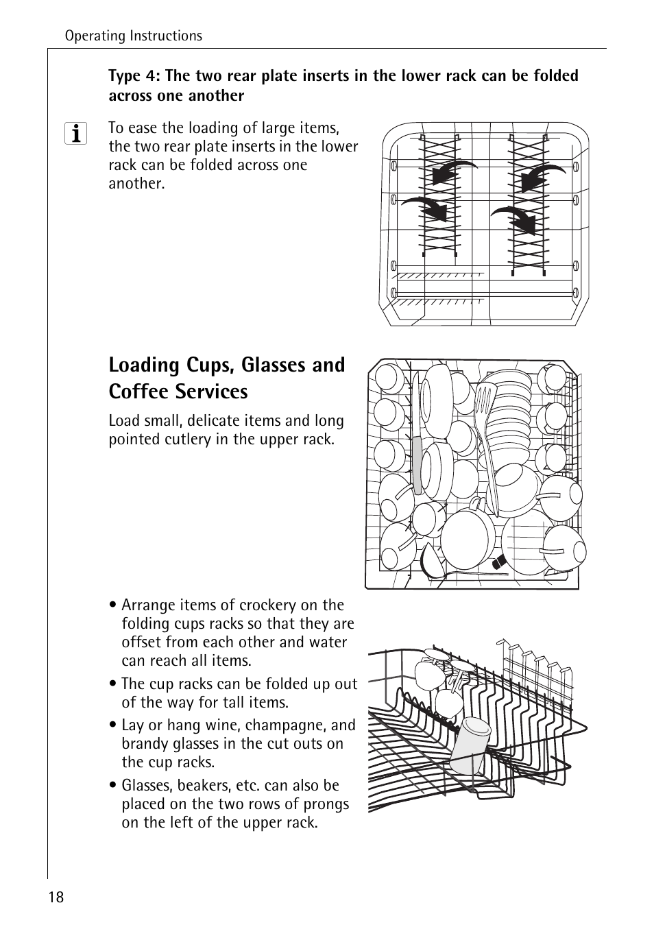 Loading cups, glasses and coffee services | AEG FAVORIT 33060 I User Manual | Page 18 / 40