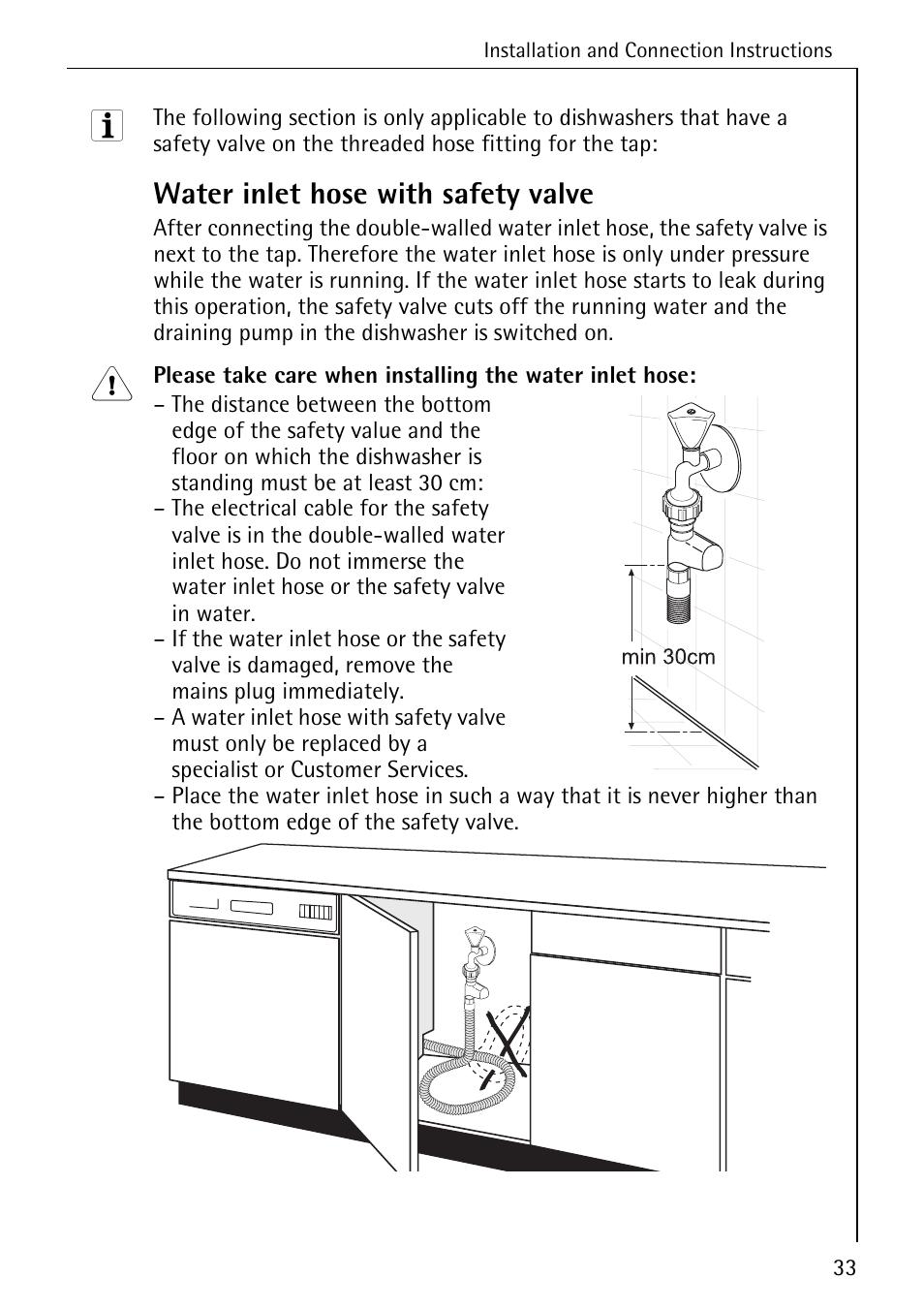 Water inlet hose with safety valve | AEG FAVORIT 33060 I User Manual | Page 33 / 40